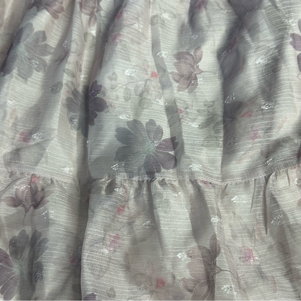Storia Light Pink Floral Off Shoulder Long Sleeve Tiered Maxi Dress Medium girly - Picture 11 of 14